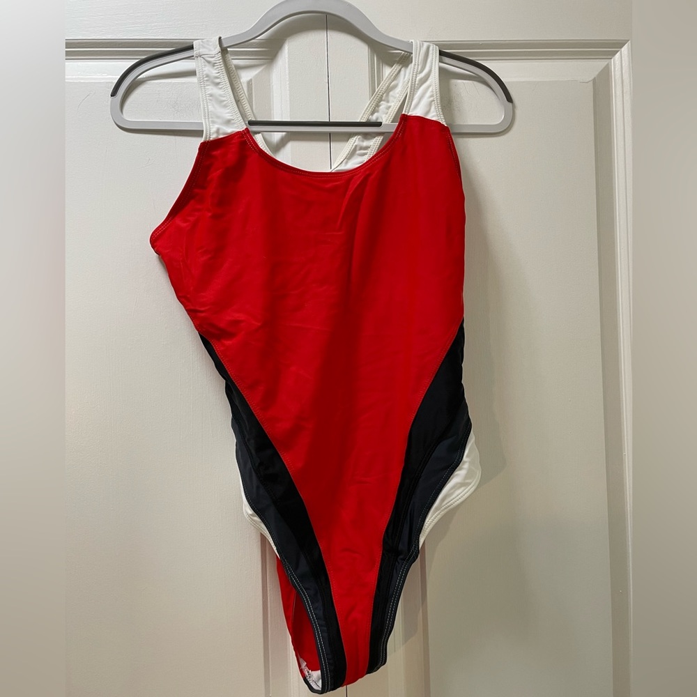Women’s XXL One Piece Swimsuit, No Brand Great Construction Red, White, Blue